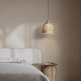 Modern Rattan Pendant Light with Glass for Living Room